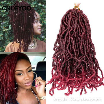 Short faux lock soft synthetic fiber ruby color 10 inch crochet braid hair